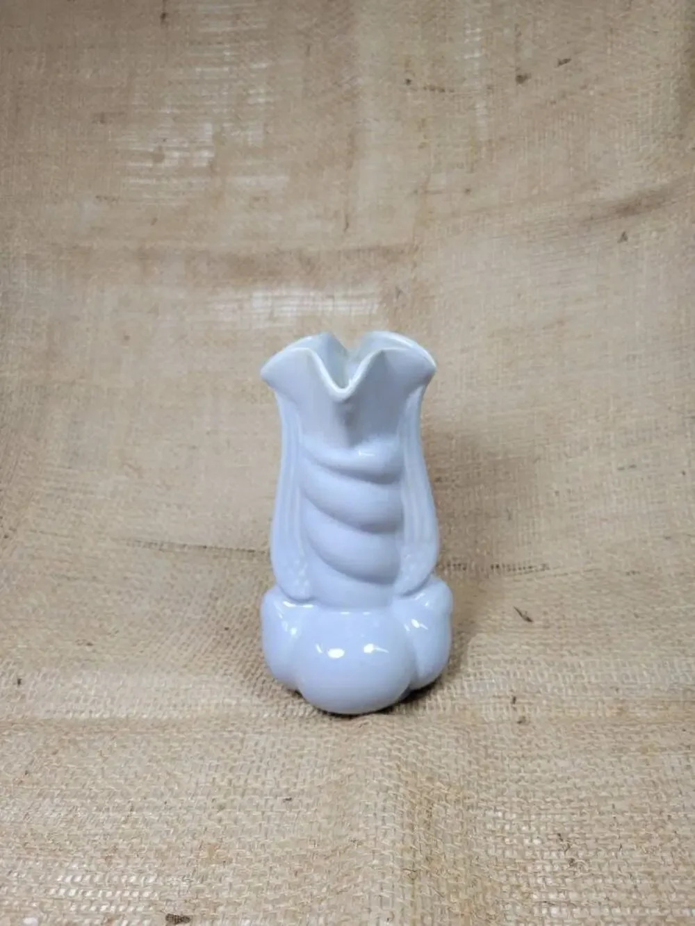 Vintage Niloak Pottery Winged Victory Twist Bud Vase 1940s WWII Blue Art Ceramic
